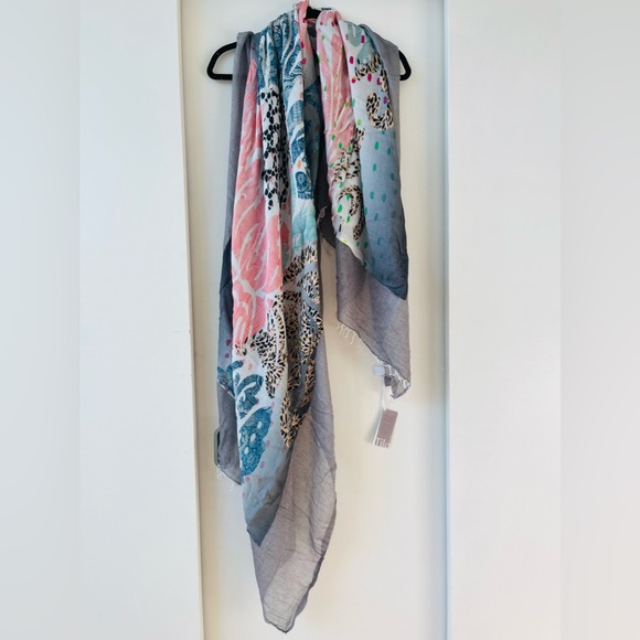 TILO Scarves Cotton/Modal cutie! Delightful neutral pallette with some pop! NEW - Picture 5 of 14